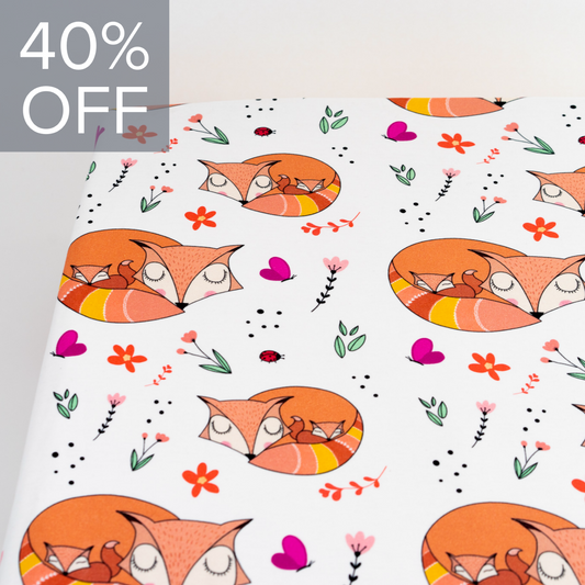 Snuggling Foxes Crib Sheet