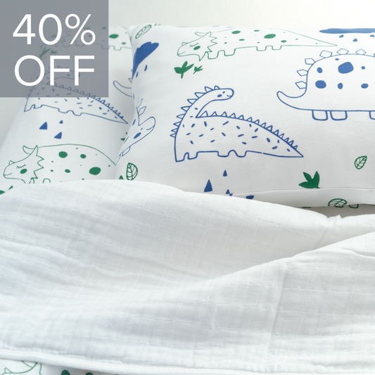 Organic Interlock Toddler Pillowcase - Dinos - Animal Collection