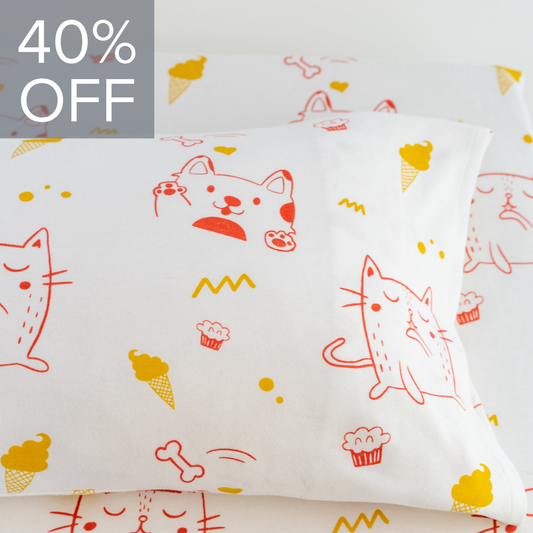 Organic Interlock Toddler Pillowcase - Puppies and Kittens - Animal Collection