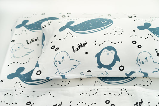 Organic Cotton Interlock Crib Sheet - Arctic- Animal Collection - Magnolia Organics